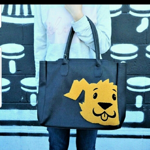 🌼 1 left! Vegan Leather Black Dog Tote - Picture 5 of 8